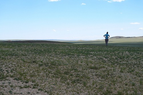 Ashley wanders the steppe